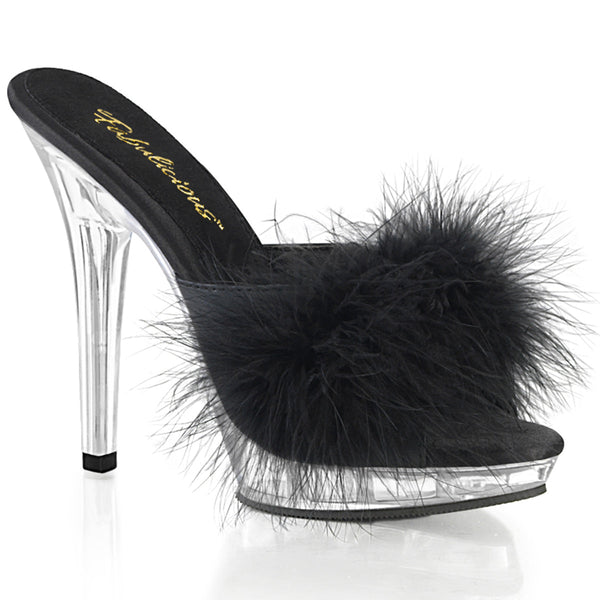 LIP-101-8 Plateau Pantoletten Schwarz/Transparent von Fabulicious