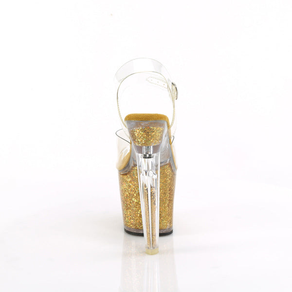 LOVESICK-708SG - Plateau High Heel Sandaletten - Gold Glitzer von Pleaser – Ansicht 4