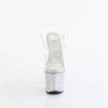 LOVESICK-708SG - Plateau High Heel Sandaletten - Transparent/Silber Glitzer von Pleaser – Ansicht 2