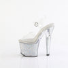 LOVESICK-708SG - Plateau High Heel Sandaletten - Transparent/Silber Glitzer von Pleaser – Ansicht 3