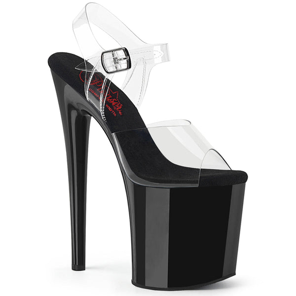 NAUGHTY-808 - Plateau High Heel Sandaletten - Schwarz/Transparent von Pleaser