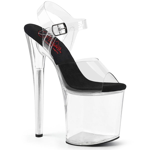 NAUGHTY-808 - Plateau High Heel Sandaletten - Schwarz/Transparent von Pleaser