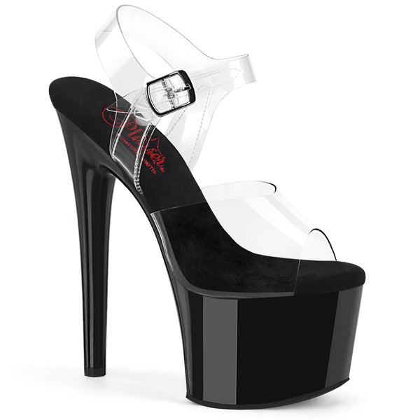 PASSION-708 - Plateau High Heel Sandaletten - Schwarz/Transparent von Pleaser