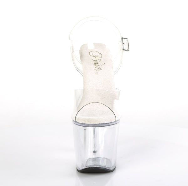 RADIANT-708 Plateau Sandaletten - Weiß/Transparent von Pleaser – Ansicht 2
