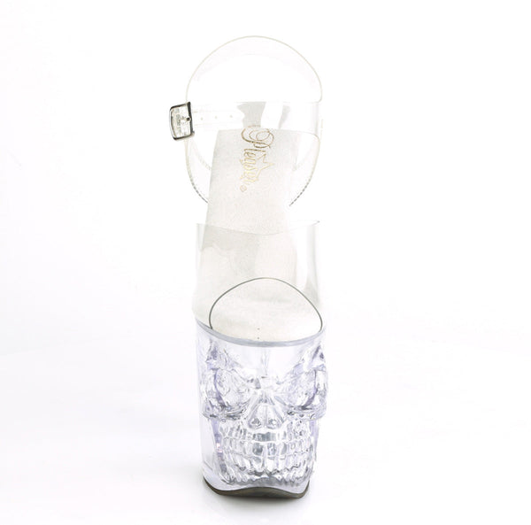 RAPTURE-808 Plateau Sandaletten Transparent Totenkopf von Pleaser – Ansicht 2