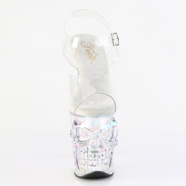 RAPTURE-808HT Plateau Sandaletten Transparent Totenkopf von Pleaser – Ansicht 2