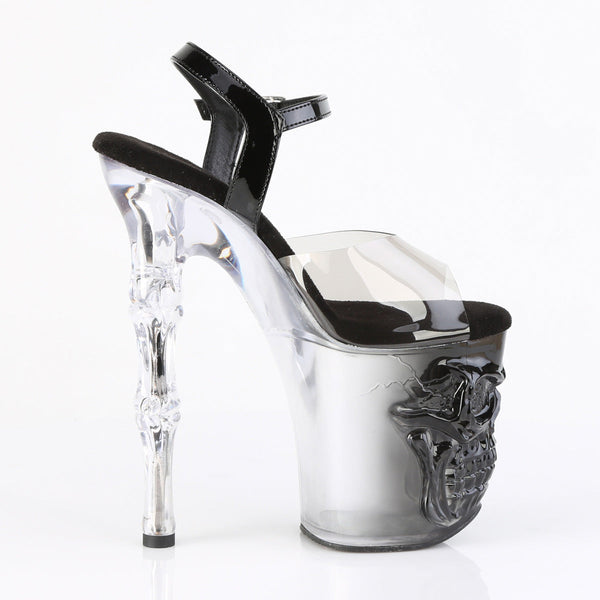 RAPTURE-808T-1 Plateau Sandaletten Transparent/Schwarz Totenkopf von Pleaser – Ansicht 5