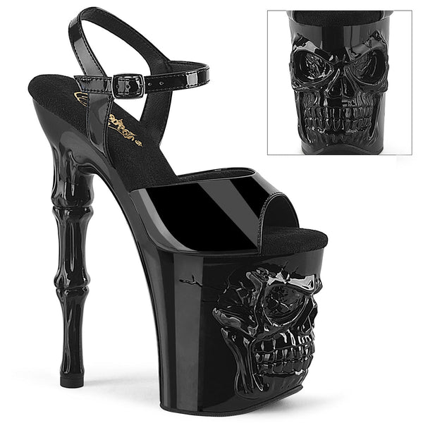 RAPTURE-809 Sandalette Plateauschuhe Skull Schwarz von Pleaser