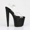 RAZZLE-808WR Plateau High Heel Sandaletten - Schwarz Matt Krokodilmuster von Pleaser – Ansicht 5