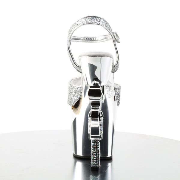 REVOLVER-709G Plateau Sandaletten Silber Chrome Glitzer von Pleaser – Ansicht 4