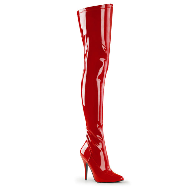 SEDUCE-3000 Overknee Stiefel Lack Schwarz von Pleaser