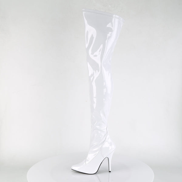 SEDUCE-3000 Overknee Stiefel Weiß Lack von Pleaser – Ansicht 3