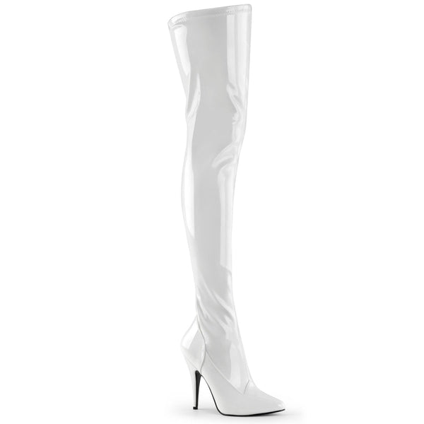 SEDUCE-3000 Overknee Stiefel Weiß Lack von Pleaser