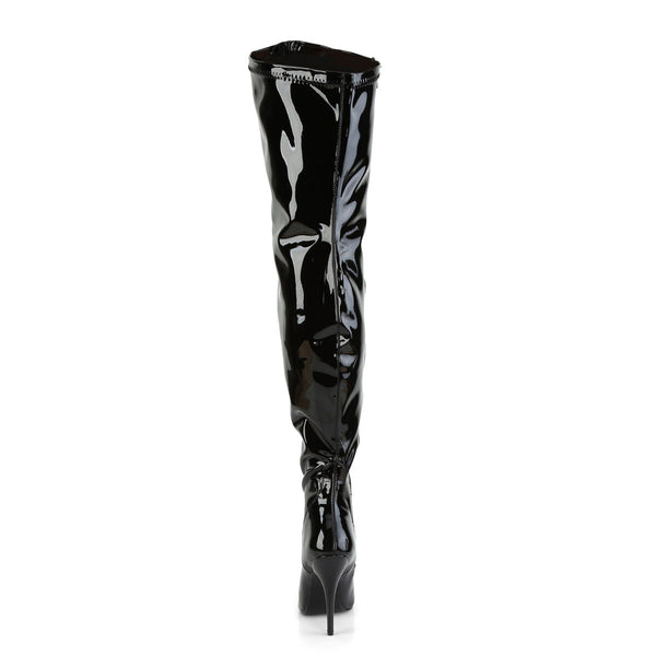 SEDUCE-3000WC Overknee Weitschaftstiefel Schwarz Lack von Pleaser Pink Label – Ansicht 4