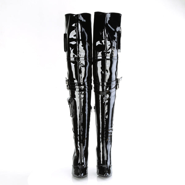 SEDUCE-3019 Overknee Stiefel - Schwarz lack von Pleaser High Heels – Ansicht 2