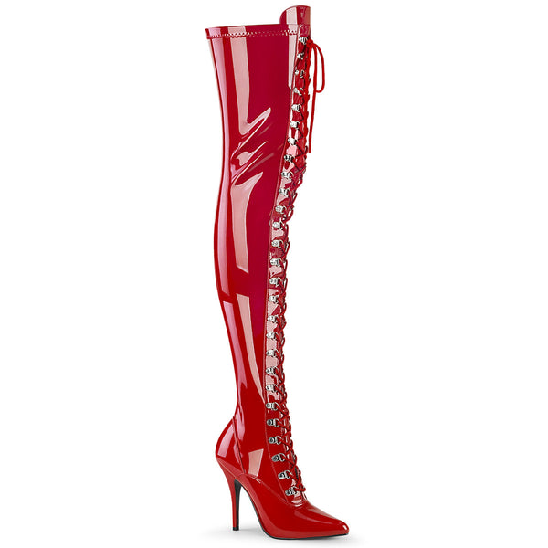 SEDUCE-3024 Overknee Stiefel Lack Rot von Pleaser