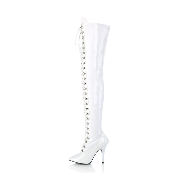 SEDUCE-3024 Overknee Stiefel Lack Weiß von Pleaser – Ansicht 3