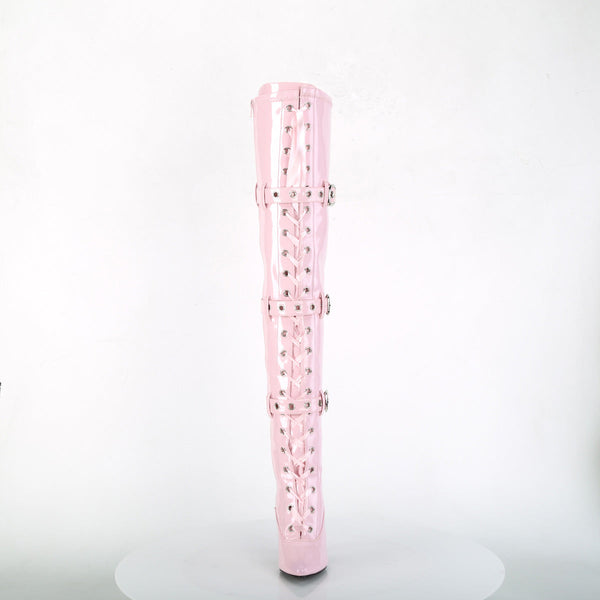 SEDUCE-3028 Overknee Stiefel Lack Baby Pink von Pleaser – Ansicht 2