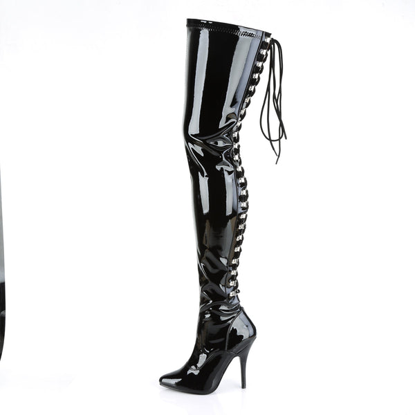 SEDUCE-3063 Overknee Stiefel Schwarz Lack von Pleaser – Ansicht 4
