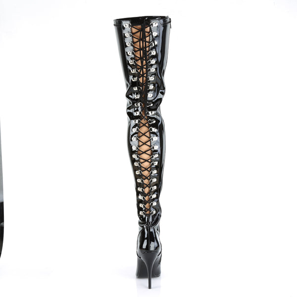 SEDUCE-3063 Overknee Stiefel Schwarz Lack von Pleaser – Ansicht 5