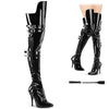 SEDUCE-3080 Overknee Stiefel mit Peitsche - Schwarz lack von Pleaser High Heels