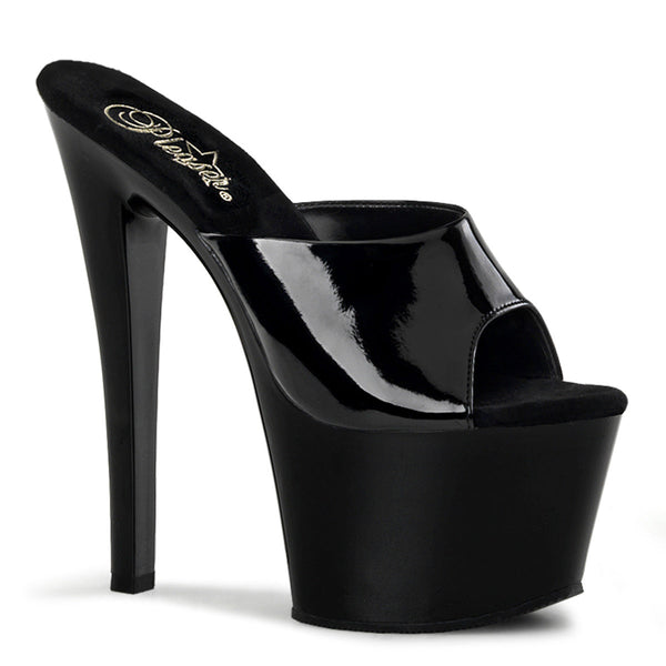 SKY-301 Plateau Pantoletten Schwarz Lack von Pleaser