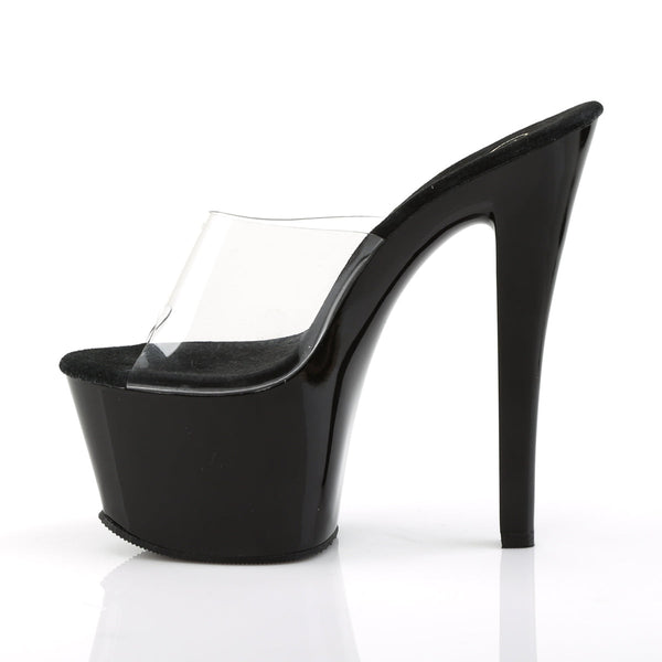 SKY-301 Plateau Pantoletten Transparent/Schwarz von Pleaser – Ansicht 3