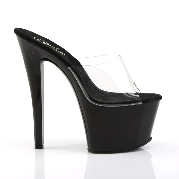 SKY-301 Plateau Pantoletten Transparent/Schwarz von Pleaser – Ansicht 5