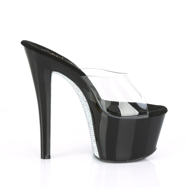 SKY-301CRS Plateau Pantoletten Schwarz Glitzer von Pleaser – Ansicht 5
