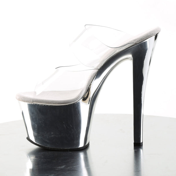 SKY-302 Plateau Pantoletten Transparent/Chrom von Pleaser – Ansicht 3