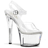 SKY-308 Plateau Sandaletten Transparent/Weiß von Pleaser