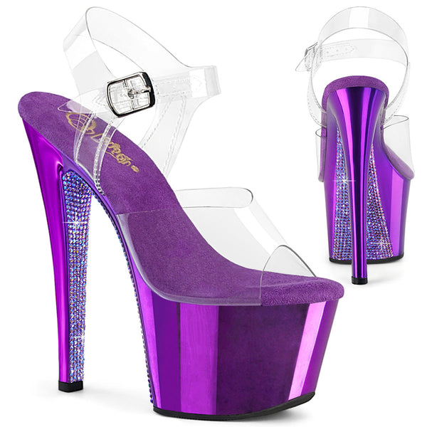 SKY-308CHRS Plateau Sandaletten Lila mit Strass von Pleaser