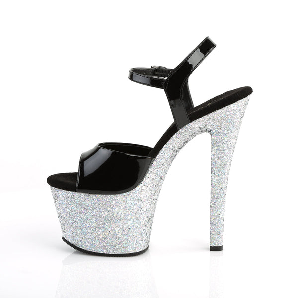 SKY-309LG Plateau Sandaletten Schwarz/Silber von Pleaser – Ansicht 3