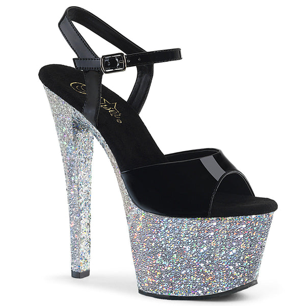 SKY-309LG Plateau Sandaletten Schwarz/Silber von Pleaser