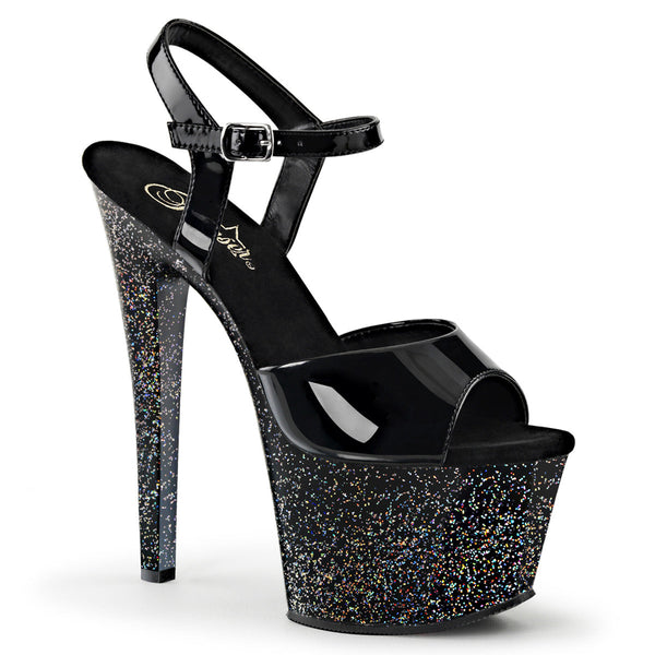 SKY-309MG Plateau Sandaletten Schwarz/Glitter von Pleaser
