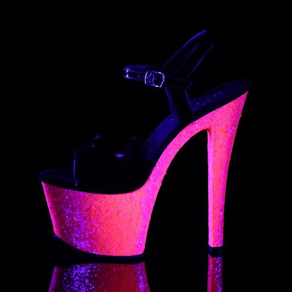 SKY-309UVLG Plateau Sandaletten - Schwarz/Neon Pink UV von Pleaser – Ansicht 3