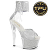 SKY-324PREM-RSNT Sandalette Plateausachuhe Transparent Glitzer von Pleaser