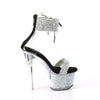 SKY-327RSI - Plateau High Heel Sandaletten - Silber/Schwarz mit Strass von Pleaser – Ansicht 5