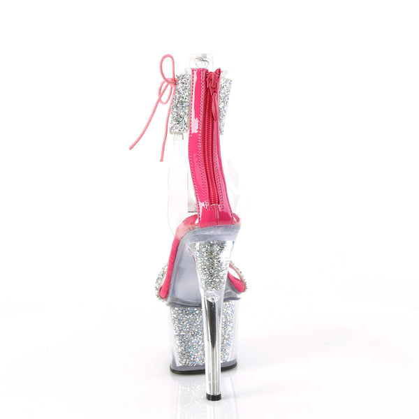 SKY-327RSI - Plateau High Heel Sandaletten - Pink/Silber mit Strass von Pleaser – Ansicht 4