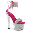 SKY-327RSI - Plateau High Heel Sandaletten - Pink/Silber mit Strass von Pleaser