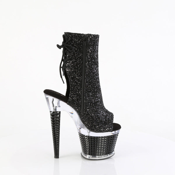 SPECTATOR-1018G Plateau Stiefeletten - Glitter Schwarz von Pleaser – Ansicht 5