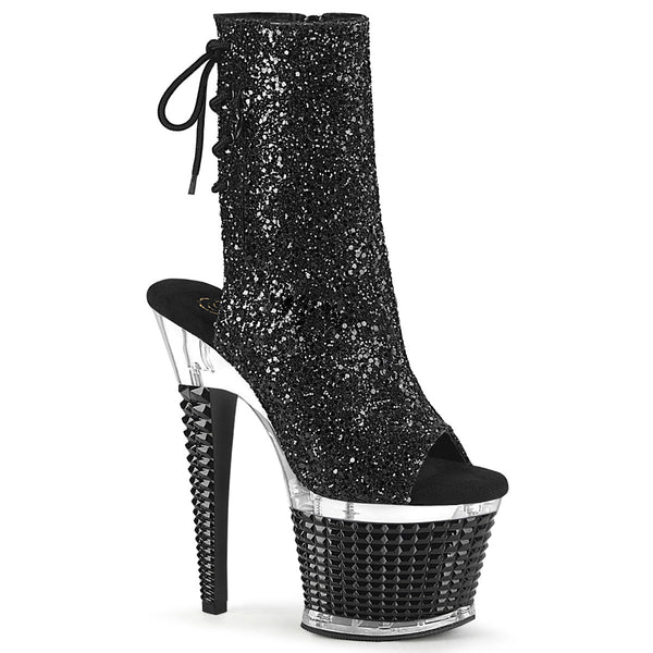 SPECTATOR-1018G Plateau Stiefeletten - Glitter Schwarz von Pleaser