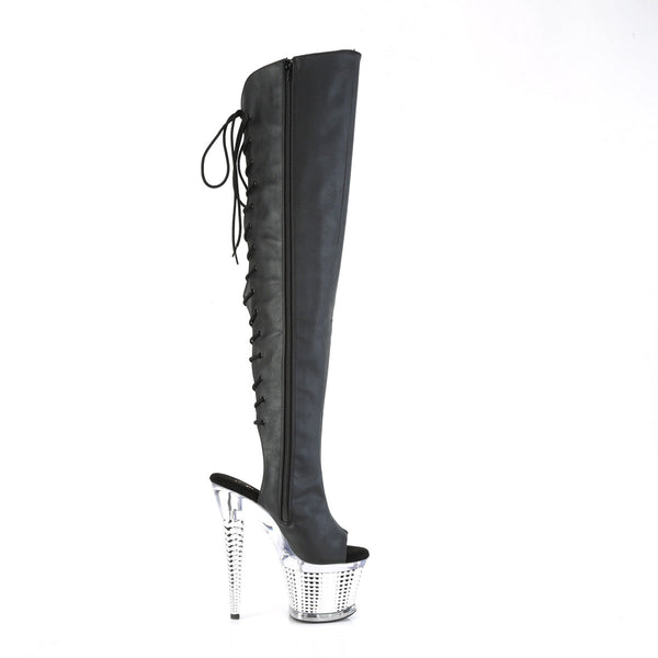SPECTATOR-3019 Plateau Peeptoe Overknee Stiefel - Schwarz von Pleaser – Ansicht 5