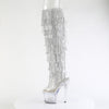 SPECTATOR-3019C-RSF - Plateau Peeptoe Overknee Stiefel - Silber/Transparent mit Strass von Pleaser – Ansicht 3