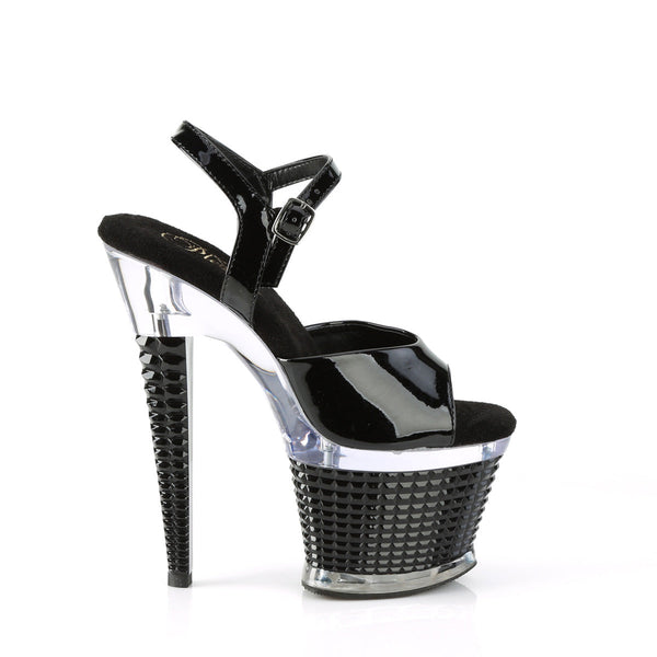 SPECTATOR-709 Plateau Sandaletten - Schwarz/Chrome von Pleaser – Ansicht 5