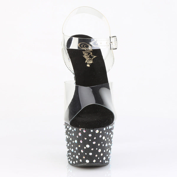 STARDANCE-708 Plateau Sandaletten Schwarz mit Glitzersteinen von Pleaser – Ansicht 2