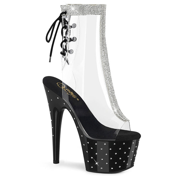 STARDUST-1018C-2RS Plateau Stiefeletten Schwarz/Transparent von Pleaser