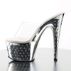 STARDUST-701 Plateau Pantoletten Silber Glitzer von Pleaser – Ansicht 3