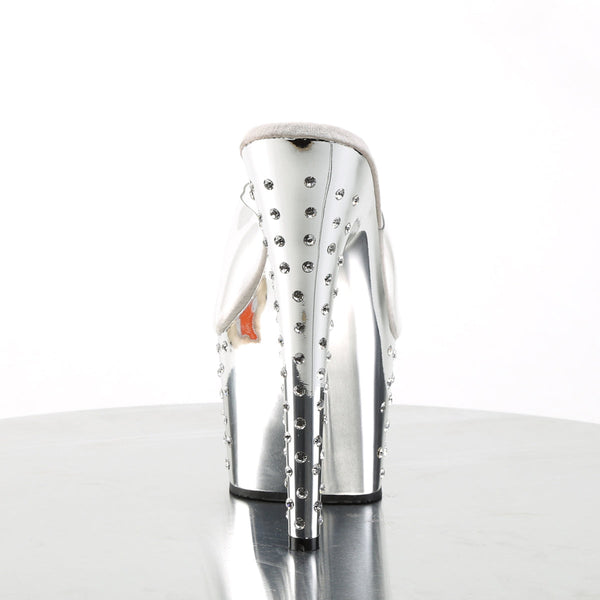 STARDUST-701 Plateau Pantoletten Silber Glitzer von Pleaser – Ansicht 4