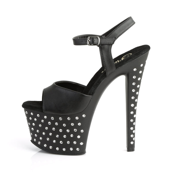 STARDUST-709 Plateau Sandaletten Matt Schwarz von Pleaser – Ansicht 3